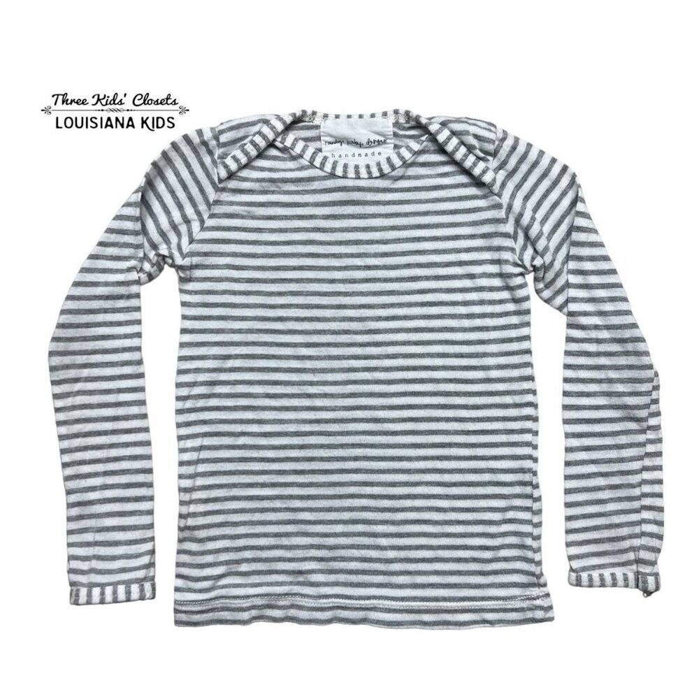 Candy Kirby Designs 12-18m Handmade Grey Striped Shirt